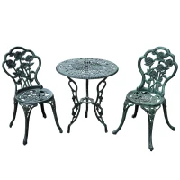 Outsunny 3 Piece Outdoor Cast Iron Patio Furniture Antique Style Dining Bistro Set(m-1)