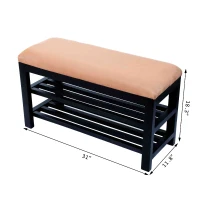 HomCom 31" Compact Wooden Entryway Shoe Organizer Storage Bench - Beige Brown(m-6)