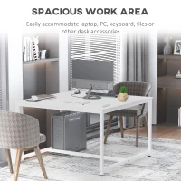 HOMCOM Two Person Computer Desk, 47 x 47" Extra Large Writing Study Desk, Double Workstation for Home Office, White(m-5)