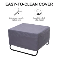 HomCom Folding Convertible Ottoman Sofa Bed with Metal Frame Wheels Cover - White Black Gray(m-6)