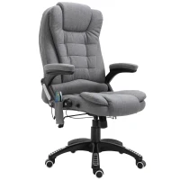 Vinsetto Adjustable Reclining Heating Massage Office Chair Linen Fabric - Grey(m-1)