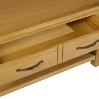 HomCom Solid Oak Frame Rectangle Coffee Table with Drawer and Lower Storage Shelf(m-9)
