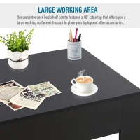 HomCom 40" Space Saving Modern Home Office Computer Desk Bookshelf Combo - Black(m-6)
