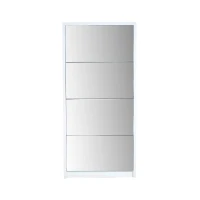 HomCom 4-Door Mirrored Shoe Rack Cabinet - White(m-1)