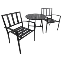 Outsunny Metal 3 Piece Outdoor Patio Round Bistro Table Dining Set - Black(m-1)