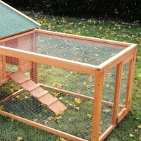 PawHut 2-Story Wooden Rabbit Hutch, Large Pet House with Ramps & Lockable Doors(m-9)