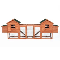 PawHut Dual Chicken Coop with Garden Bed, Large Hen House with Nesting Boxes, Removable Trays, Ramps, 123" x 27.5" x 42.5", Natural Wood(m-3)