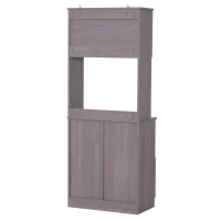 HomCom 70” Modern Free Standing Kitchen Pantry Storage Cabinet - Dark Grey Wood Grain(m-5)