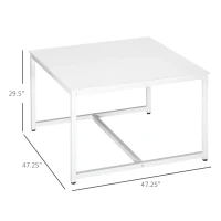 HOMCOM Two Person Computer Desk, 47 x 47" Extra Large Writing Study Desk, Double Workstation for Home Office, White(m-3)