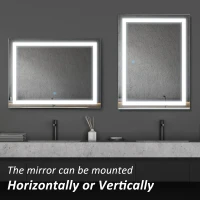 HomCom Touch Activated 2.5" Illuminated Bathroom Vertical Wall Mirror Outline LED Light - Silver(m-5)