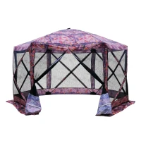 Outsunny Outsunny 12" x 12" 6-Sided Pop Up Portable Hexagonal Hub Gazebo Flower Pattern - Flower Pattern(m-1)