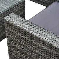 Outsunny Outdoor Patio Rattan Wicker Sofa Set w/ Glass Coffee Table - Grey(m-14)