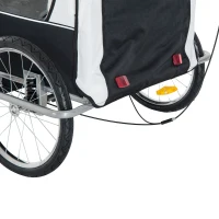 Aosom Elite Double Baby Bike Trailer Stroller Child Bicycle Jogger Swivel Wheel - Black and White(m-12)