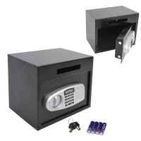 HomCom 14" x 10" x 12" Electronic Digital Home Security Safe Box - Black(m-4)