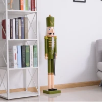 HomCom 42" Wooden Traditional Nutcracker Soldier Figure with Sword - Green(m-1)