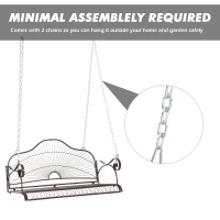 Outsunny Steel 2 Person Patio Porch Relaxation Swing Hanging Chair Bench w/ Chain - Brown(m-4)