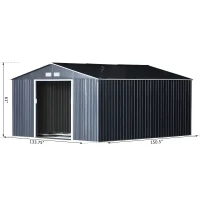 Outsunny 11.15"W x 12.5"D Metal Outdoor Utility Storage Tool Shed Kit Backyard Garden  - Grey(m-3)