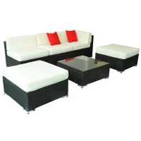 Outsunny 6 Piece Outdoor Patio PE Rattan Wicker Sofa Sectional Furniture Set(m-2)