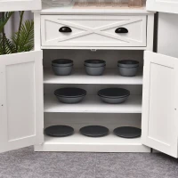 HOMCOM 5ft Tall Wood Kitchen Storage Cabinet with Adjustable Shelves, 2 Wood Pantries, Drawer and Sturdy Design - White(m-12)