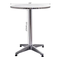HomCom 24" Round Adjustable Stainless Steel Top Aluminum Standing Bistro Bar Table(m-3)