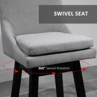 HOMCOM 28.5" Set of 2 Swivel Bar Height Bar Stools, Armless Upholstered Barstools Chairs with Soft Padding Cushion and Wood Legs, Light Gray(m-4)