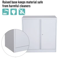 HomCom 36" Counter Height Metal Locking Storage Cabinet with 2 Adjustable Shelves - White(m-7)