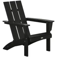Outsunny Patio Adirondack Chair, Outdoor HDPE Fire Pit Chair, Weather Resistant Outdoor Chair with High-back, Patio Chair for Deck, Garden, Backyard, Black(m-1)