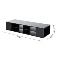 HomCom 48” Modern Wooden Floating Media Center Shelf Unit - Matte Black(m-3)