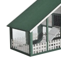 Open Box PawHut 76" Portable Slanted Wooden Chicken Coop Kit With Wheels, Covered Run And Nesting Box (m-9)
