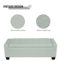 HomCom 51" Large Bedroom Closet Entryway Unique Ottoman Storage Bench PU Leather Plush - White(m-5)