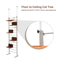 PawHut 9FT Adjustable Multi-Level Cat Climber Climbing Tree Tower Scratcher Post Steps - Brown(m-4)