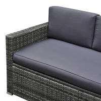 Outsunny Outdoor Patio Rattan Wicker Sofa Set w/ Glass Coffee Table - Grey(m-11)