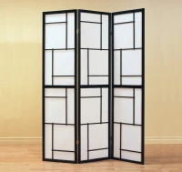 Monarch 3-Panel Folding Privacy Screen Room Divider Changing Screen - Black Wood Frame(m-2)