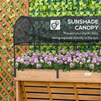 Outsunny Wood Raised Garden Bed with Sunshade Canopy, Planting Box,  Outdoor Vegetable Flower Container, Orange and Black(m-5)