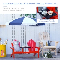 Outsunny Kids Adirondack Chairs Set w/ Table Removable Umbrella Outdoor Yard Garden Patio for 3-6 Years(m-4)