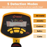 Outsunny 5 Mode LCD Water Resistant Adjustable Handheld Metal Detector - Yellow(m-6)