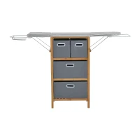 HomCom Collapsible Drop Leaf Ironing Board with Storage Boxes - Grey Stripes(m-2)