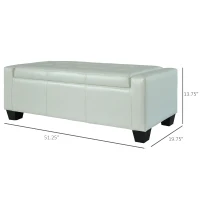 HomCom 51" Large Bedroom Closet Entryway Unique Ottoman Storage Bench PU Leather Plush - White(m-3)