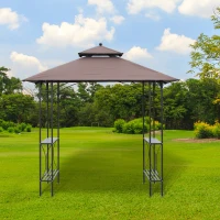 Outsunny 8' Outdoor Patio Double-Tier BBQ Grill Canopy Tent with Two Table Surfaces(m-2)