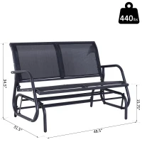 Outsunny Outdoor Front Porch Curved Loveseat Glider Rocker Bench Chair - Black(m-3)