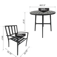 Outsunny Metal 3 Piece Outdoor Patio Round Bistro Table Dining Set - Black(m-5)