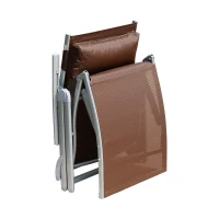 Outsunny Patio Reclining Chaise Lounge Chair with Cushion - Brown and Silver Outdoor Deck(m-11)