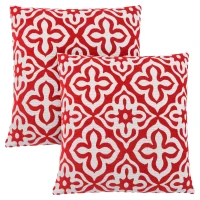 Monarch 18" x 18" Geometric Motif Decorative Throw Pillow (Set of 2) - Red(m-1)