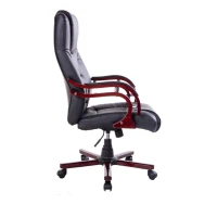 HomCom PU Leather / Wood High Back Executive Office Chair - Black(m-4)