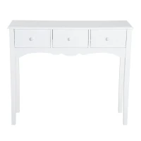 HomCom Narrow Wooden Front Entryway Wall Console Table 3 Drawers - White(m-5)