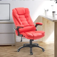 HOMCOM Home Office Computer Desk Massage Chair Executive Ergonomic Heated Vibrating, Red(m-9)
