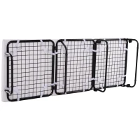 HomCom Folding Convertible Ottoman Sofa Bed with Metal Frame Wheels Cover - White Black Gray(m-9)