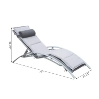 Outsunny Aluminum Outdoor Patio Chaise Lounge Chair with Cushion - Light Grey(m-3)