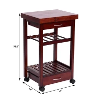 HomCom 19" Wooden Rolling Kitchen Organizer Cart Trolley With Storage Wine Rack(m-7)