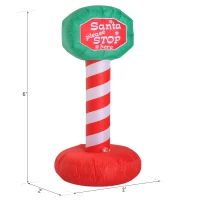 HOMCOM 6’ Outdoor Lighted Inflatable Christmas Road Sign - Santa Please Stop Here(m-3)
